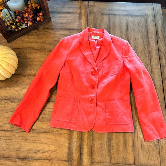 Vintage Talbots Irish Linen Blazer in Orange, size 8, Classic Staple Unique - Picture 1 of 12